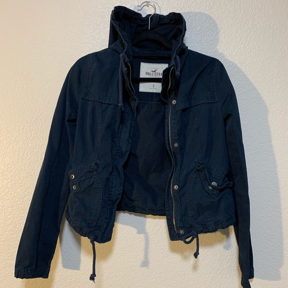 Hollister navy blue jacket rain coat - Picture 2 of 8